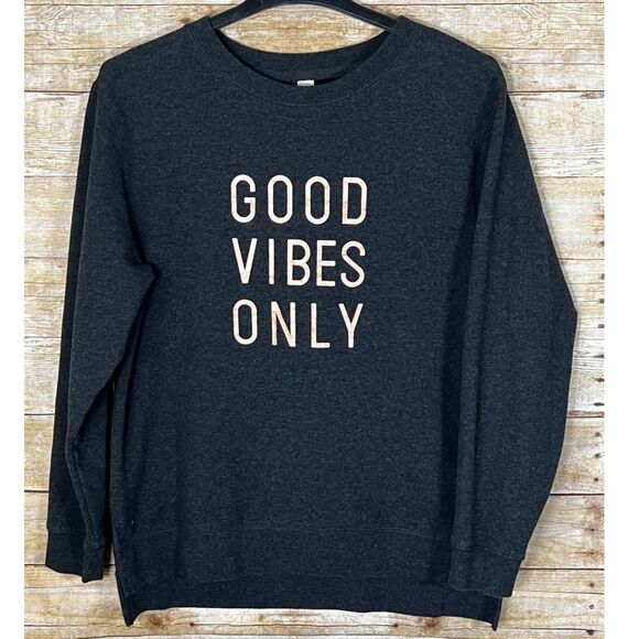GREEN TEA SOFT CHARCOAL GRAY CREWNECK SWEATSHIRT ROSE GOLD GRAPHICS SIZE XL - Picture 1 of 3